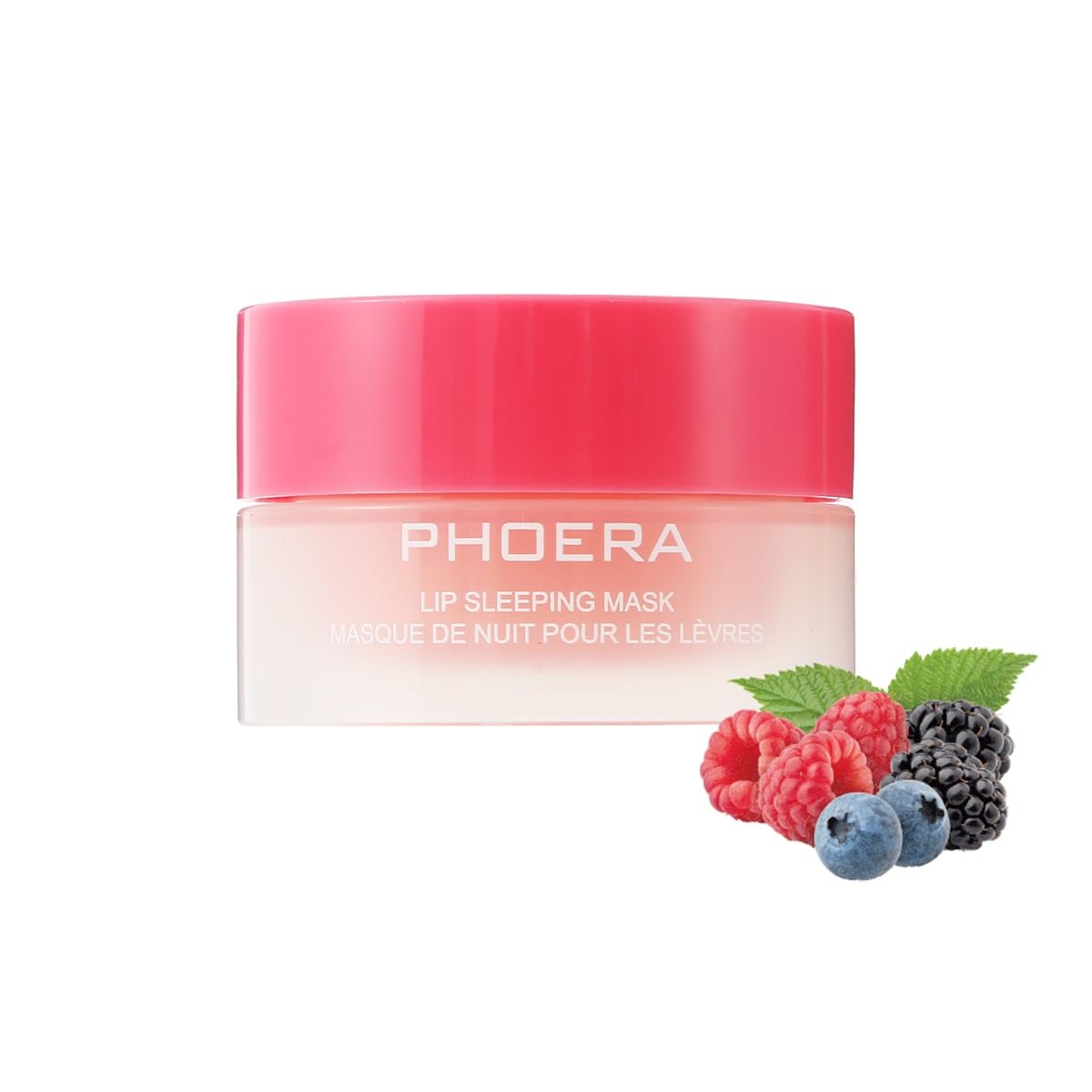 PHOERA Nourish Lip Sleeping Mask with Macadamia Seed Oil & Murumuru Butter, Overnight Hydrating Lip Mask Moisturizer with Vitamin E, Lip Balm Dry Chapped Lips Treatment, Vegan (Berry)
