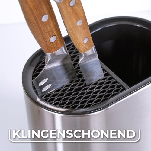 Küchen Organizer Edelstahl - Behälter zur Aufbewahrung von Kochutensilien - Küchenhelfer Kochbesteck Halter - Utensilienhalter Kochlöffel Ständer - Utensilienbehälter Küche