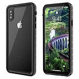 iPhone Xs Max Case, Snowfox Built-in Screen Protector Cover 360 Degree Protection Compatible with iPhone Xs Max Case  6.5 Inch 2018 Released (Black/Clear）