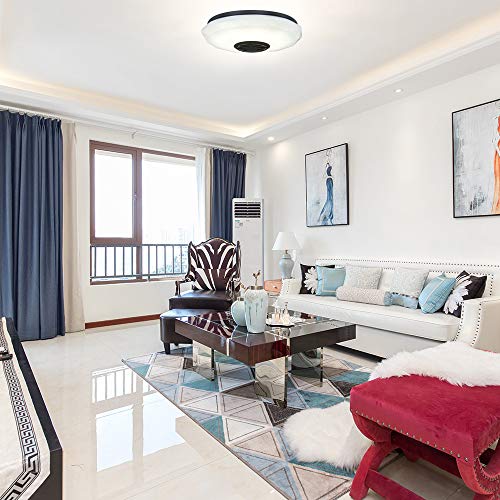 TTAototech LED Plafondlamp, 36W Dimbare Moderne Muziek Semi Flush Mount Armatuur met Bluetooth Speaker, Mobiele Telefoon… - Afbeelding 3