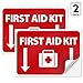 First Aid Kit Sign, (2 Pack) Sticker, 10x7 Inches, 4 Mil Vinyl Self Adhesive Durable Decal Stickers, Long Lasting, Weatherproof and UV Protected, Made in USA by Signs