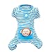 Puppy Clothes,Haoricu Small Pet Stripes Pajamas Jumpsuits Coat Apparel Clothing (M, Blue)