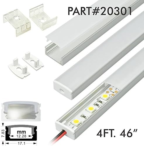 TECLED 4ft. 46" LED Aluminum Profile U Channel Surface Mount Frosted Diffuse Cover, Clear Anodized Part#20301