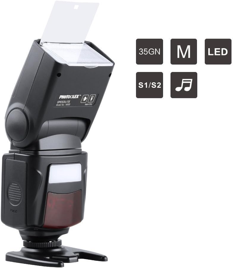 PHOTOOLEX Camera Flash Speedlite for Canon Nikon Sony Panasonic Olympus Fujifilm Pentax Sigma Minolta Leica and Other SLR Digital Cameras and Digital Cameras with Single Contact Hot Shoe