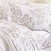 Great Bay Home Extra Soft Toile 100% Turkish Cotton Flannel Sheet Set. Warm, Cozy, Luxury Winter Bed Sheets. Belle Collection (Queen, Taupe)
