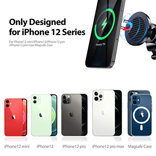 Wireless Car Charger : Magnetic Phone Car Mount for iPhone 12-15W Fast Charging Car Phone Holder Mount Compatible with iPhone 12/12 Mini/12 Pro/12 Pro Max,iPhone Wireless Car Charger (Dark Black)