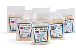 NORSLAND LEFSE Norsland Authentic Norwegian Potato Lefse Flatbread – 6 Packages (8oz Each, 12 Rounds Total) | All-Natural, No Preservatives | Perfect for Holidays & Everyday Meals