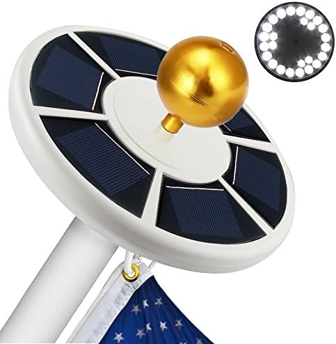 Flag Pole Light, Bcway IP65 Waterproof Outdoor Auto On/Off Solar Flagpole Long Lasting Night Light with 26 Super Bright LED for Tent Camping Lawn Patio Garden