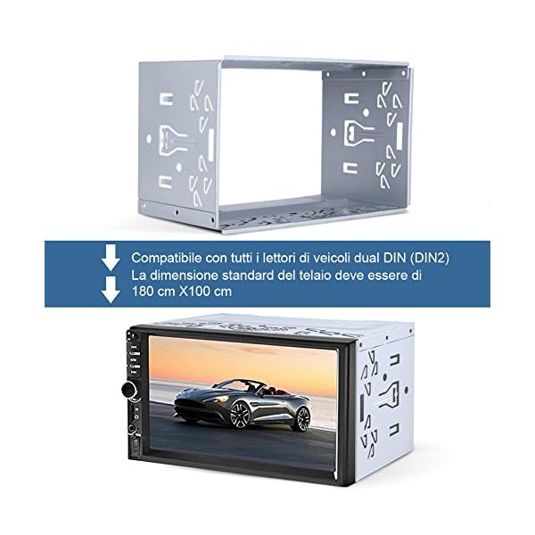 Gabbia Universale Per Autoradio 2 DIN - Telaio In Metallo Con Cornice - Altezza 103 Mm - Foto 2