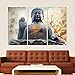 Buddha Wall Art Zen Canvas Print Buddha Statue with Lotus Flowers Pictures Patina Painting Framed Modern Home Decor for Living Room 24x36inch