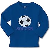 Kids Long Sleeve T Shirt Soccer Boys Cotton Boy & Girl Clothes Funny Graphic Tee Royal Blue Design Only 5 6T