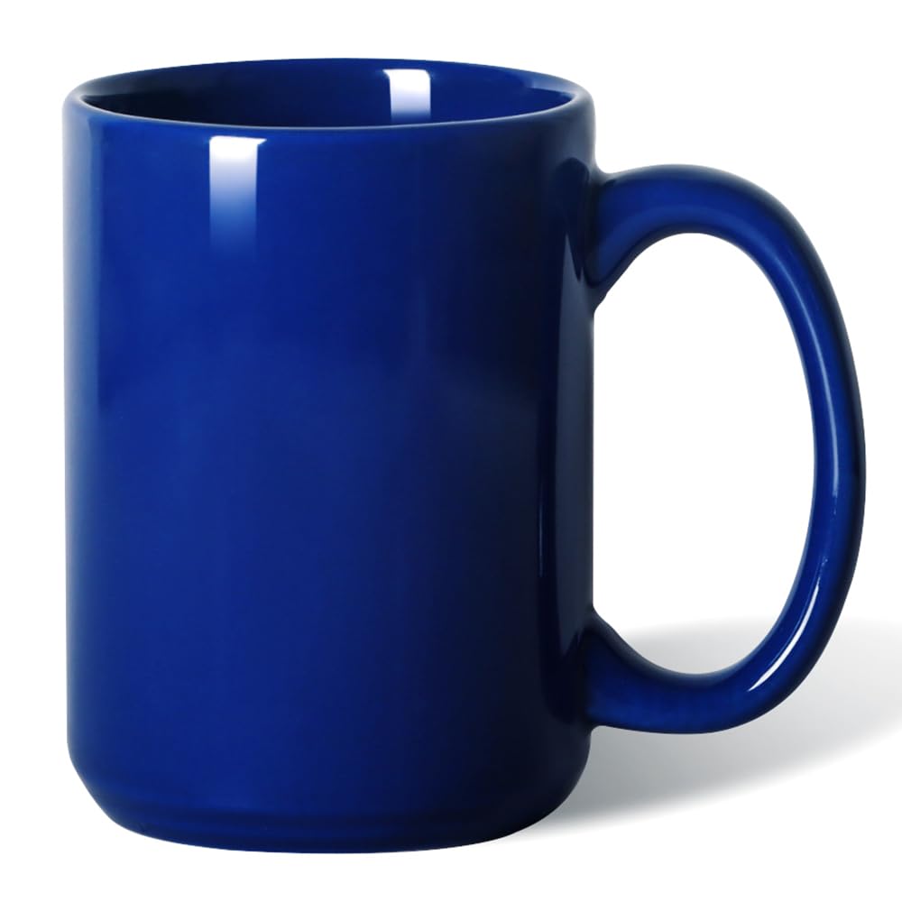 Photo 1 of Smilatte 16 OZ Porcelain Coffee Mug, Classic Blank Ceramic Cup with Large Handle for Tea Latte Cappuccino, Blue