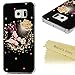 S6 Edge Case (Not for S6,S6 Edge Plus),Galaxy S6 Edge Case - Mavis's Diary 3D Handmade Bling Crystal Lovely Butterfly Fashion Champagne Rose Pattern with Shiny Sparkle Diamonds Hard PC Cover