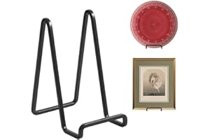 Plate Holder Easel Display Stand - 6 inch Metal Plate Stands for Display - Tabletop Picture Stand - Black Iron Easels for Dis