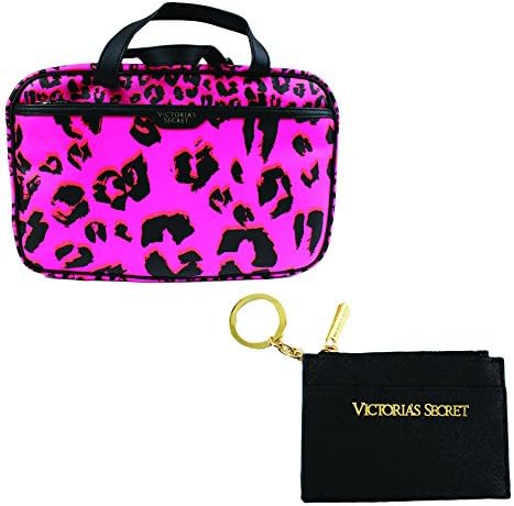 Victoria Secret Fuchsia/ Black Cheetah Large Make-Up Train Bag w/ Coin Purse