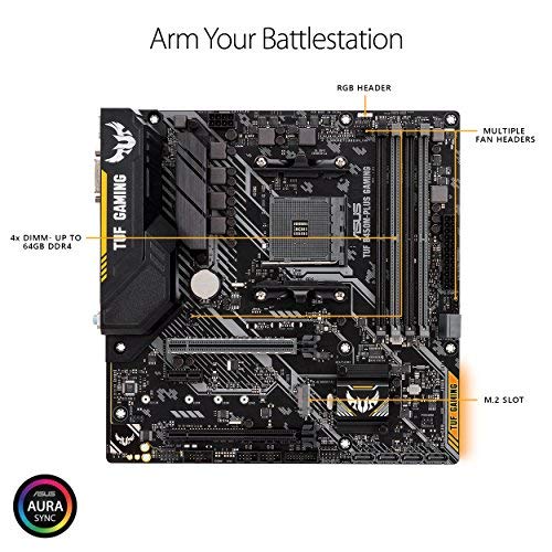 ASUS TUF B450MPlus Gaming AMD Ryzen 2 AM4 DDR4 HDMI DVID M.2 mATX