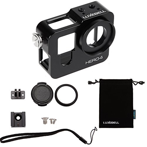 Luxebell Metal Skeleton Thick Solid Protective Case with Lens Cap for Gopro Hero 4