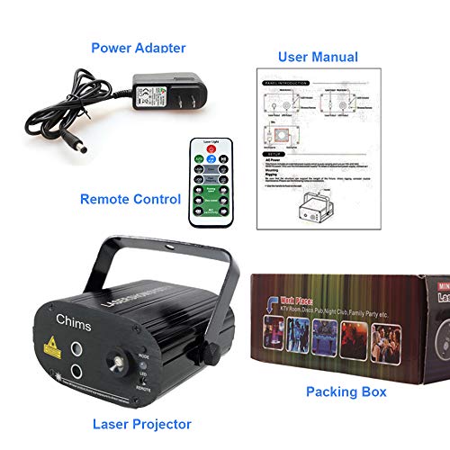 Chims DJ Laser Lights Projector Green Blue Laser with LED 40 Patterns GB Color Remote-control Decoration Lighting System for Family Party DJ Music Show Disco Bar Club Christmas (2 Lens GB 40 Patterns)