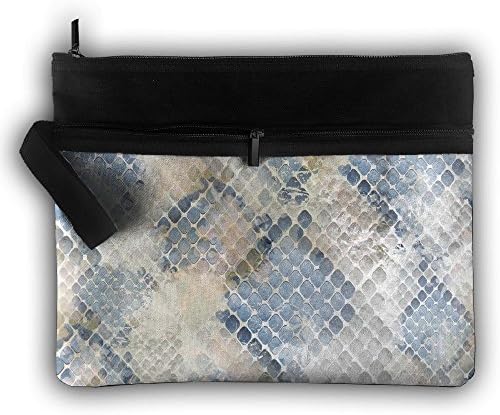 LALIAN Snakeskin Watercolor Pattern Zipper Printing Waterproof Fabric Cosmetic Bags Portable Travel Toiletry Pouch Makeup Organizer Clutch Bag