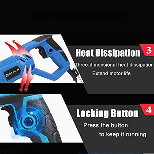 900W Elektrischer Säbelsäge/Reciprosäge, Universalsäge mit 5 Säbelsägeblatt, 0~2800 SPM Stufenlose Geschwindigkeiten… – Bild 4