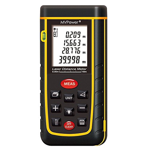 UPC 602217738303, MVPower Laser Measure 131ft Digital Laser Distance Meter Tape Measure Tool with Backlit LCD for Area, Volume Calculation, Pythagorean Mode, Self-calibation, Battery Included