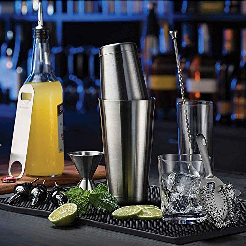 LKNJLL Cocktail Shaker-Werkzeug-Set, Edelstahl gebürstet Barkeeper Kit mit Allen Barzubehör, barsieb, Doppel Jigger, Bar… – Bild 5
