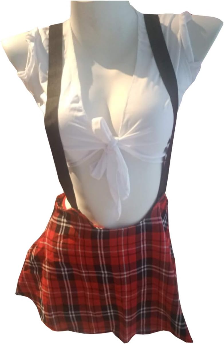 YUANMO Women's Uniform Japanese Suit Bodysuit Cosplay Strappy Halter Skirt Lingerie Set, White, 2 Count (Pack of 1) - Image 5