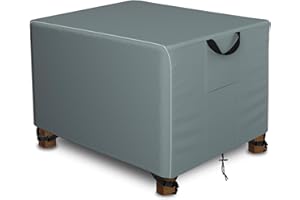 Velway Rectangle Patio Ottoman Cover - Waterproof Outdoor Furniture Cover for Side & End Table, Windproof Anti-UV Outdoor Ottoman Covers with Reflective Strips - 28" L x 22" W x 17" H, Grey