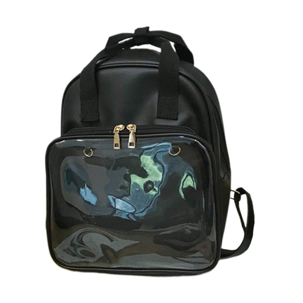 Candy Colored Backpack with Clear Window Transparent Pvc Ita Bag for Diy Black Spacious School and Travel Rucksack