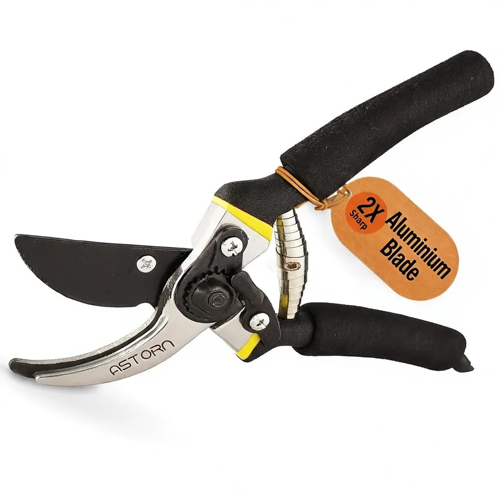Astorn Premium Bypass Pruning Shears for Gardening - Heavy Duty, Ultra Sharp Garden Shears w/Ergonomic Soft Grip Handle - Made with High Grade Carbon Steel - Ideal for Cutting, Gardening and Trimming