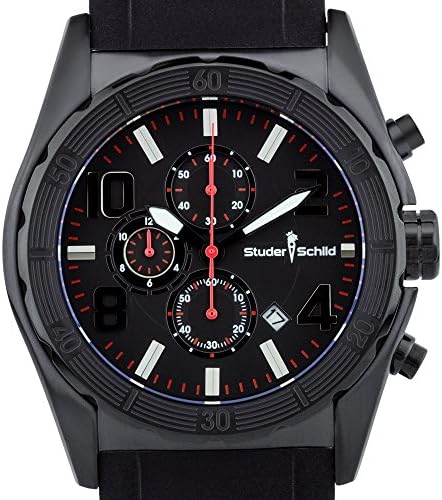 Studer Schild Men's Carver chronograph watch, silicone strap, luminescent hands