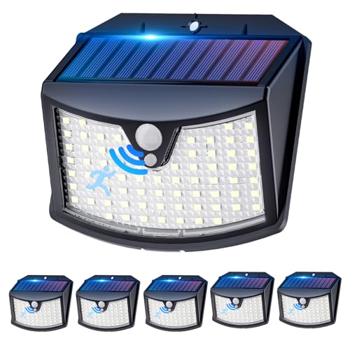 Giliwosy Outdoor Solar LED Light, 3 Modes IP65 Waterproof Outdoor LED Spotlight with Motion Sensor, Outdoor Solar Lamp for Garden, Wall, Garage (6 Pieces Cool White)
