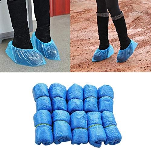 QiangDu 100pcs Disposable Shoe Covers Overshoes waterproof Anti