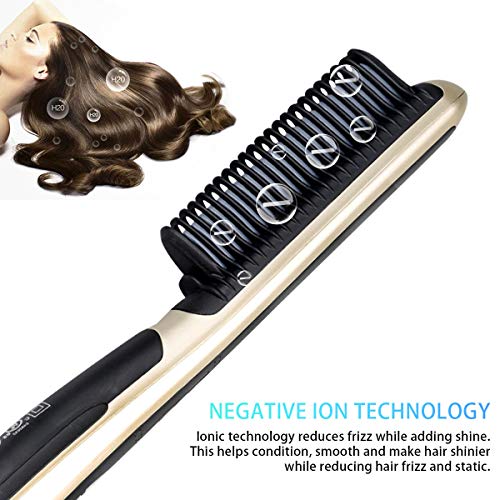 Garberiel 2 in 1 Hair Straightener Brush Straight Hair Comb and Curly Hair Comb 3 Purpose Comb with Premium PTC Ceramic Heating Components 6 Modes