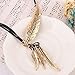 Miraculous Garden Womens 2pcs Vintage Multi-Layer Black Braided Genuine Leather Cord Rope Antique Silver/Gold Feather Leaf Chain Charm Pendant Tassel Necklace Sweater Chain Necklace (Silver+Gold)