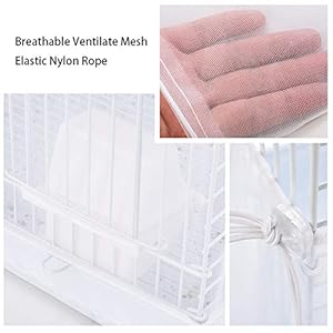 Furpaw Copertura per Gabbia in Rete di Nylon Guardia Voliera per Uccelli Pappagalli, Ventilata e Antipolvere - Bianco
