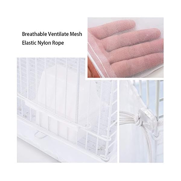 Furpaw Copertura per Gabbia in Rete di Nylon Guardia Voliera per Uccelli Pappagalli, Ventilata e Antipolvere - Bianco