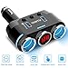 Cigarette Lighter Adapter On/Off Switch Dual 12V Car Adapter with LED Volatge Display Cigarette Lighter Splitter with QC 3.0 (Black)