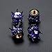 OTOSTAR Pure Handmade Bling Bling Rhinestones Tire Valve Stem Caps 4 Pack (Black/Dark Purple)