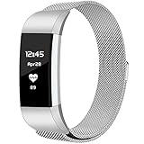 GEAK Fitbit Charge 2 Bands Metal,Magnetic Milanese Stainless Steel Replacement Accessories for Fitbit Charge2, Small & Large,Silver, Champagne, Rose Gold, Black, Colorful, Lavender