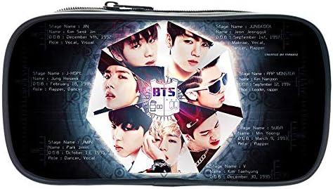 BTS Pencil Cases Beautiful Large Capacity Pencil Case Durable School Stationery Pouch Bag for Boys and Girls (Color : Black02, Size : 22 X 11 X 4.5cm)