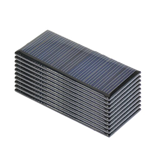 AOSHIKE 10Pcs 5V 60MA Epoxy Solar Panel Polycrystalline Solar Cell for Solar Battery Charger DIY 68x37MM/2.67x1.45inch (A)