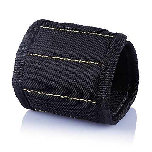 Magnetic Wristband - CrazyLynX Extended Pick-Up Tool with 5 Powerful Strong Magnets for Holding Screws, Nails, Bolts, Drill Bits, Fasteners, More Other Small Tools for Handymen/Carpenters (black)