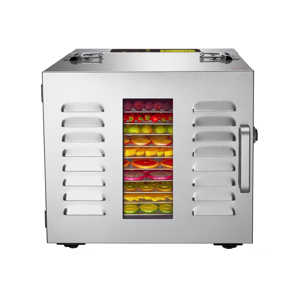 Septree Commercial 10 Trays food dehydrator machine for jerky and herbs, Usable Area up to 17ft² and 195℉ Temperature, 1000W Detachable Stainless Steel Dryer,for Meat, Fruit, mushrooms,beef,Pet Food
