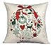 BLUETTEK Merry Christmas Series Cotton Linen Decorative Throw Pillow Covers 18 Inch by 18 Inch, (Set of 6)