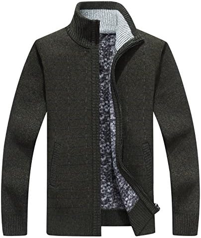HOWON Men's Solid Slim Fit Long Sleeve Zip up Knit Cardigan