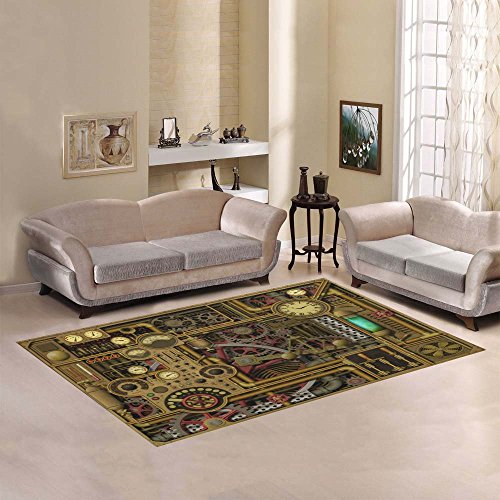 Abstract Steampunk Clockwork Area Rug 7' x 5'