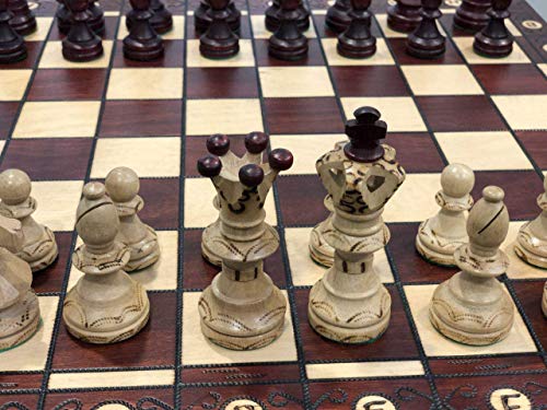 Zebra Elegant European Hand-Crafted Chess Set Extra-Large 20.5” X 20.5” (Mahogany) - Thumbnail 2