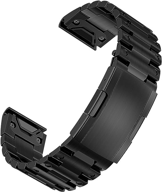 Miimall Metal Strap for Garmin Forerunner 965/955/945/935, 22mm Quick Fit Watch Strap, Stainless Steel Adjustable Replacement Wristband for Garmin instinct 2/instinct/Fenix 7/7 Pro/6/6 Pro-Black