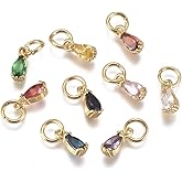 KitBeads 20pcs Real Gold Plated Drop Charms Cubic Zirconia & Clear Crystal Teardrop Charms for Jewelry Making